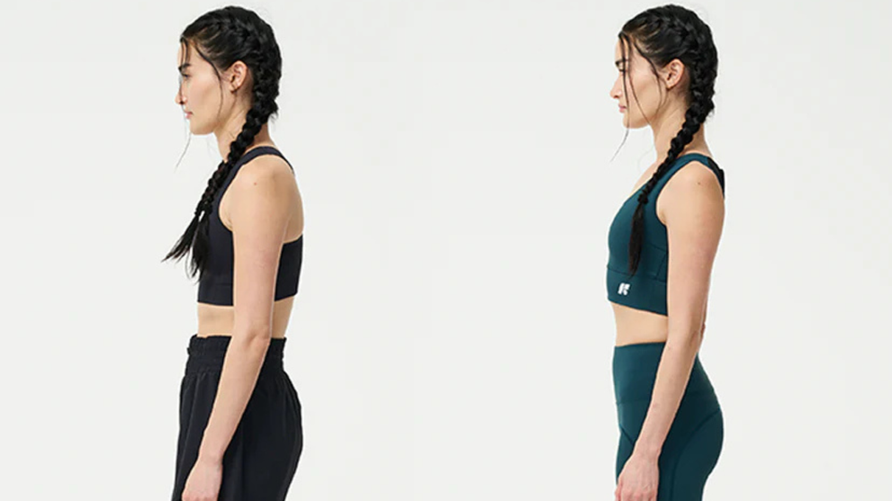 Side-by-side comparison of poor posture and improved upright posture